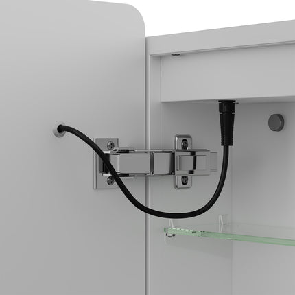 Double-Door Bathroom Mirror Cabinet with LED Lighting