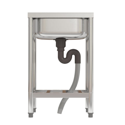 80cm H Free Standing Stainless Steel Commercial Sink with Shelf