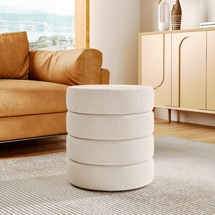 Round Channel Upholstered Footstool