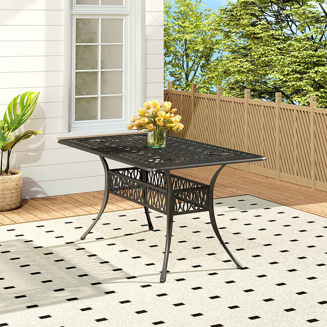 Outdoor Rectangular Black Cast Aluminum Garden Bistro Table
