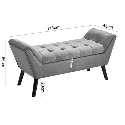 Tufted Velvet Buttoned Bench with Raised Arms