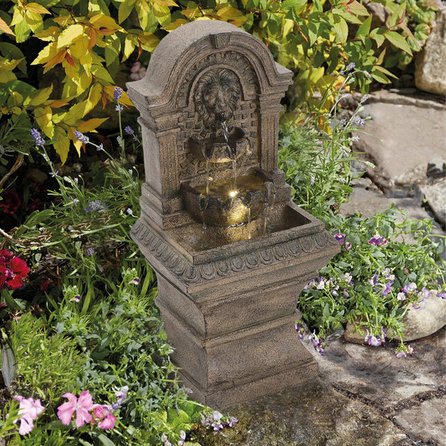 Outdoor Solar Powered Lion Water Fountain Decor
