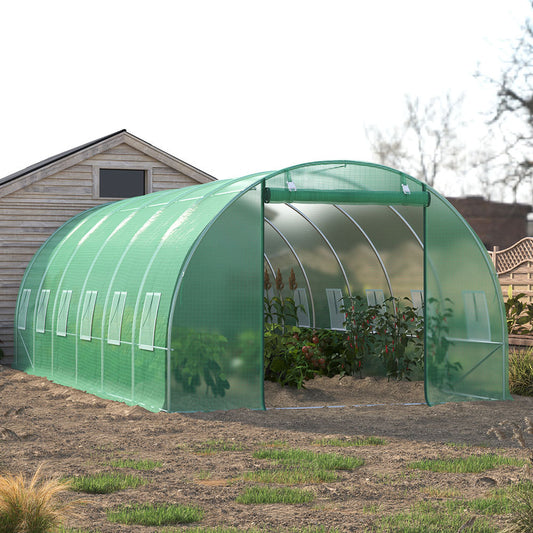 Green 6M Outdoor Tunnel Greenhouse with Steel Frame