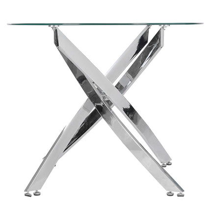 Modern Round Glass Coffee Table with Metal Frame