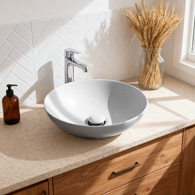 Ceramic Countertop Washbasin with Waste Kit