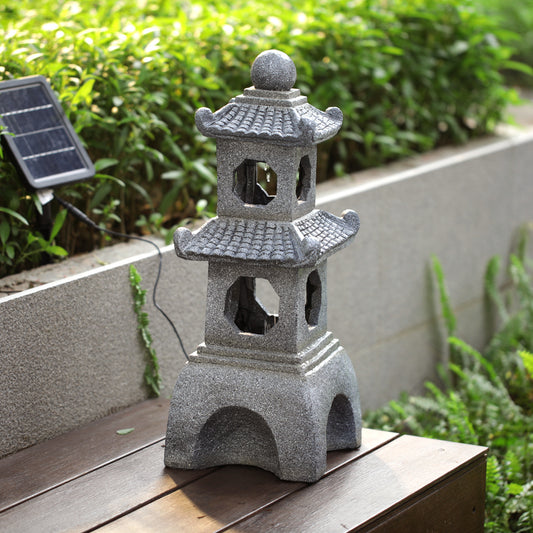 Pagoda Solar Garden Fountain with Light
