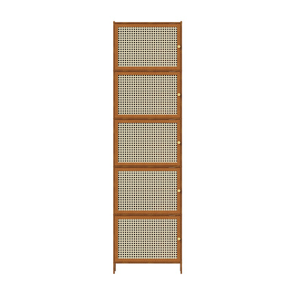 5-Tier Narrow Bookcase Storage Cabinet with Doors