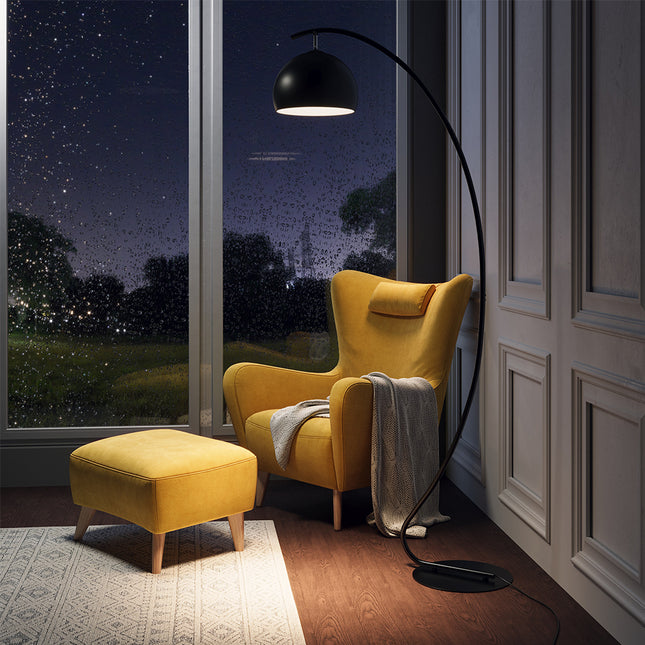 Modern Black 1-Light E27 Iron Lampshade Floor Lamp with Foot Switch