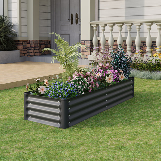Rectangular Galvanized Steel Raised Garden Bed 180cm x 60cm