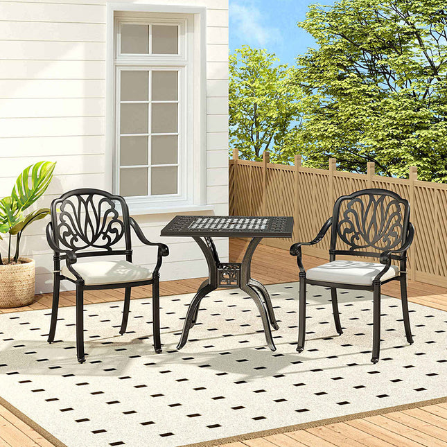 Black Set of 3 Cast Aluminum Outdoor Dining Furniture Set