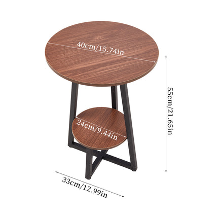 2-Tier Round Wooden Coffee Side Table