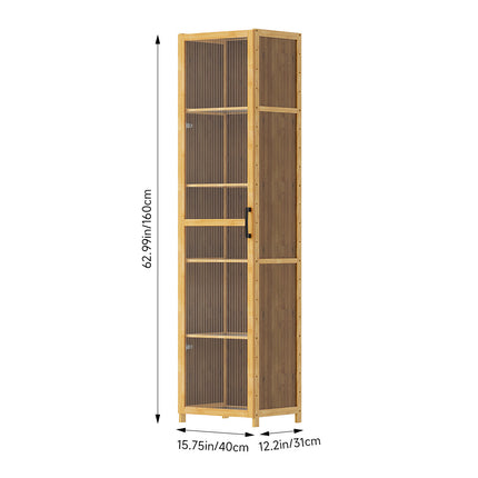 5-Tier Narrow Bookcase Storage Cabinet with Acrylic Door