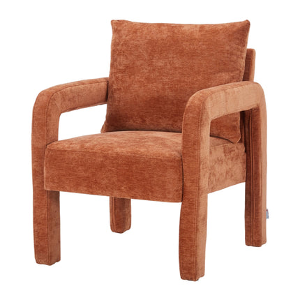 Chenille Upholstered Accent Chair with Lumbar Pillow