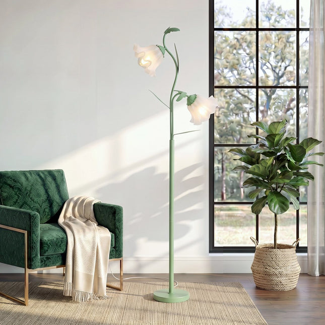 2-Light Flower Floor Lamp with Foot Switch