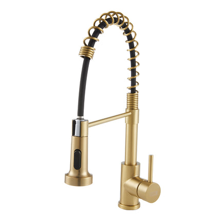 Commercial Swivel Pulldown Kitchen Faucet Gold
