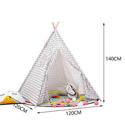 Grid Indoor Indian Teepee Tent Play House Wood Support for Kids