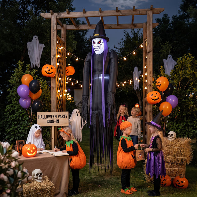 182cm Blow-Up Halloween Scary Witch Inflatable Decoration with Built-in LED Lights