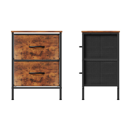 Nightstand Bedside Table with 2 Fabric Storage Drawers