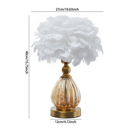 Glass & Iron Table Lamp with 12W Bulb