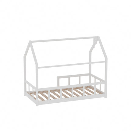 White Wooden House Shape Kids Bed Frame
