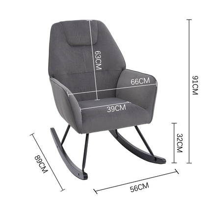 Grey Frosted Velvet Rocking Chair for Living Room