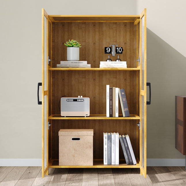 3-Tier Narrow Bookcase Storage Cabinet with Acrylic Door