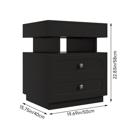 Modern 3-Drawer Bedside Table with RGB Lighting