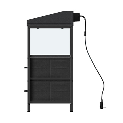 Nightstand Bedside Table with Charging Station and LED Lights