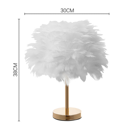 Chic Feather Table Lamp with Golden Base