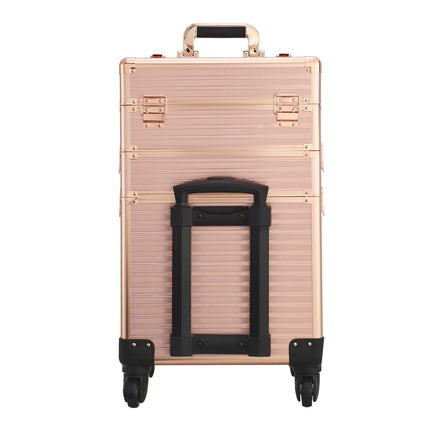 3in1 Cosmetic Train Case with Detachable Beauty Storage Box,Rose Gold