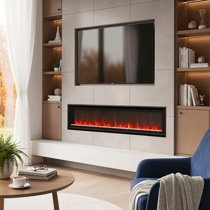 60-inch Wall Mounted/ Recessed Electric Fireplace with Remote Control