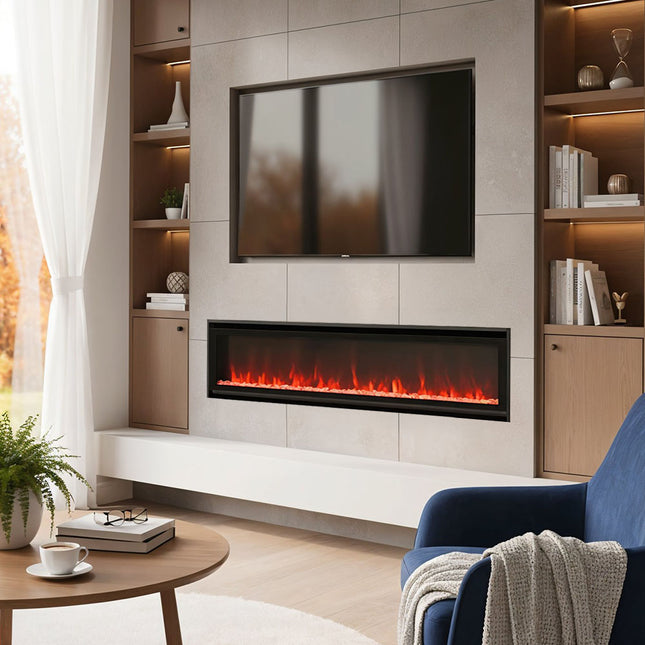 60-inch Wall Mounted/ Recessed Electric Fireplace with Remote Control
