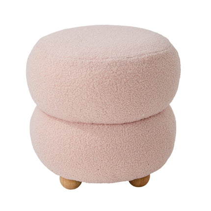 Round Teddy Fleece Upholstered Footstool