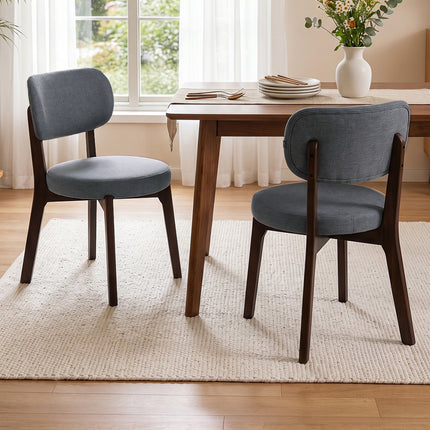 2Pcs Upholstered Dining Chair with Wooden Frame