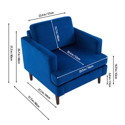 Mid-Century Blue Single Sofa Armchair