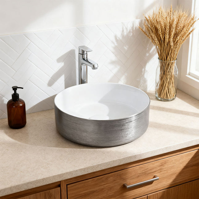 Round Ceramic Countertop Washbasin Vessel Sink