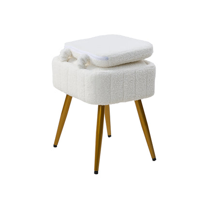 Teddy Fleece Vanity Chair with Storage & Folding Backrest