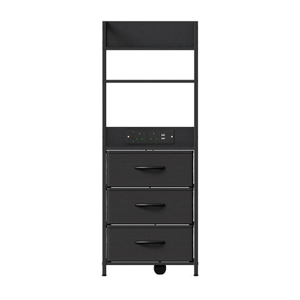 3-Drawer Nightstand with Charging Station & RGB Light Strip