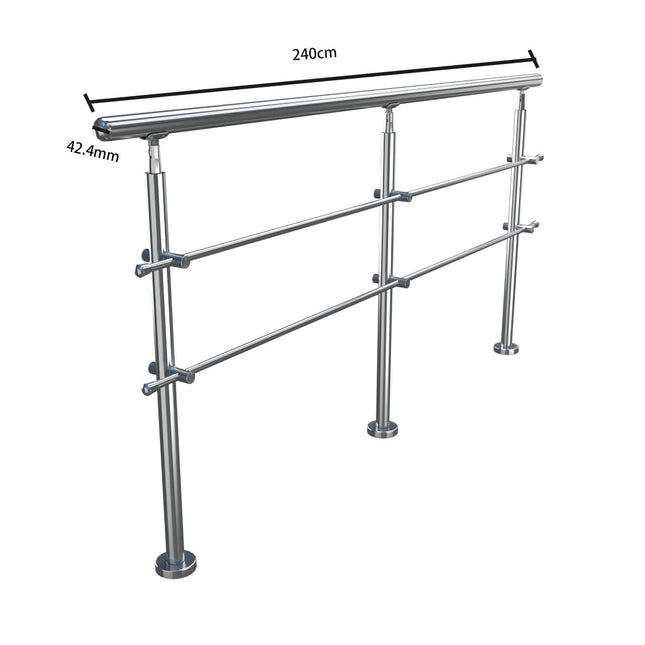 240CM Handrail Stainless Steel Balustrade With 2 Crossbars
