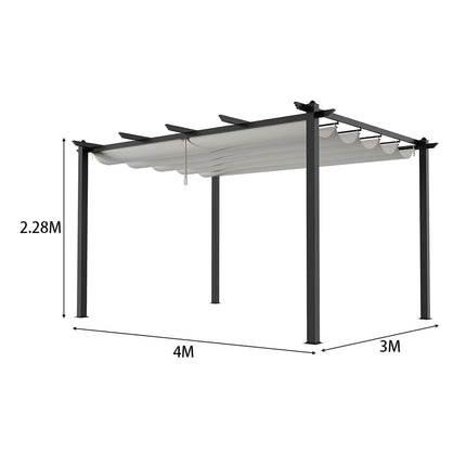 13x10ft Aluminium Pergola with Retractable Roof