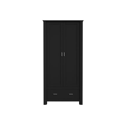 Modern Double-Door Wardrobe with Drawer & Hanging Rail