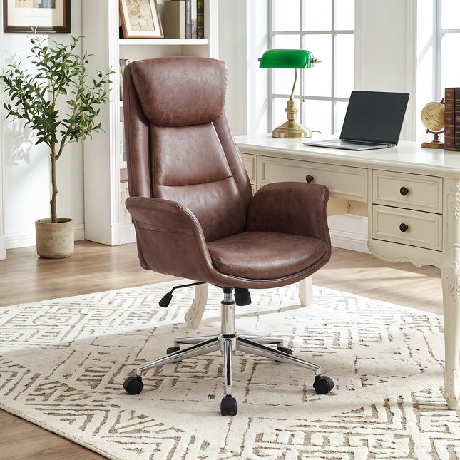 Adjustable High Back PU Office Chair with Armrests