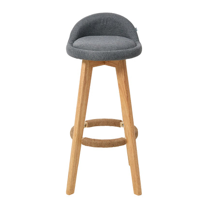 Set of 2 Bar Stools with Low Backrest and Footrest