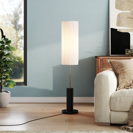 Simple Retro Floor Lamp with Fabric Lampshade