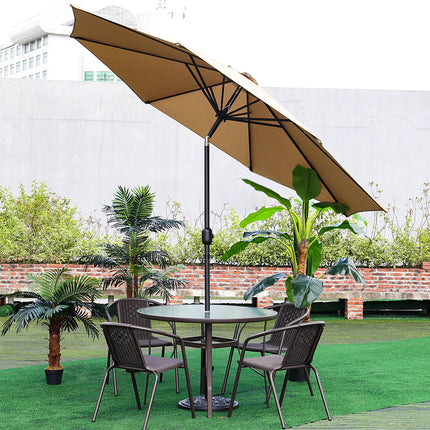 3M Large Round Garden Parasol Outdoor Beach Umbrella Patio Sun Shade Crank Tilt No Base Taupe