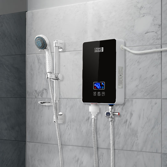 6kW Electric Instant Hot Water Heater Tankless with Shower Kit Black