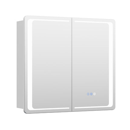 Double-Door Bathroom Mirror Cabinet with LED Lighting