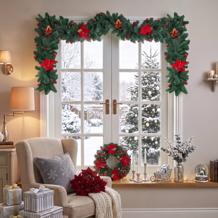 270cm Artificial Christmas Garland Decoration with LED String Light