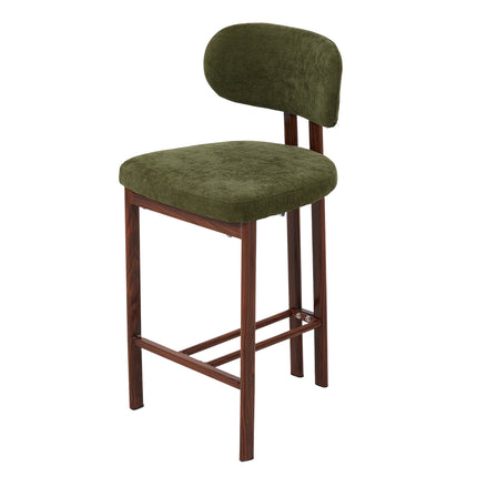 Set of 2 Chenille Upholstered Bar Stools
