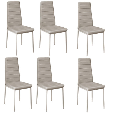 Set of 6 PU Leather Padded Seat Metal Legs Dining Chair